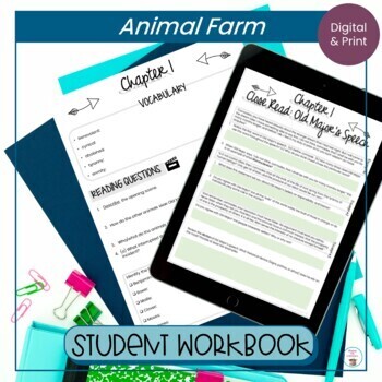 Preview of Animal Farm Study Guide, Student Workbook Digital and Print 