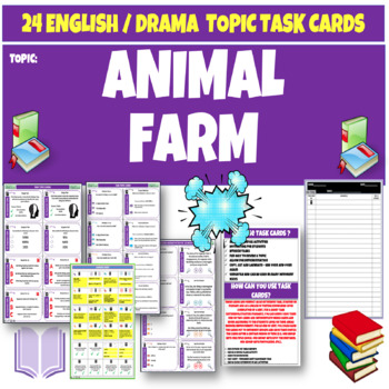 Preview of Animal Farm English Literature Task Cards