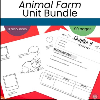 Preview of Animal Farm Unit Activities: Character Analysis, Chapter Questions, Escape Room