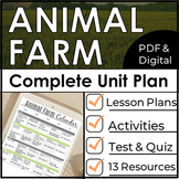 Animal Farm Unit Plan, 4 Weeks of Lesson Plans & Activitie