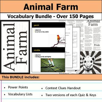 Preview of Animal Farm - Vocabulary Lists, PowerPoints, Quizzes, and Keys