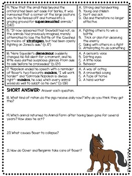 Animal Farm by George Orwell Chapter 9 Reading Comprehension Worksheet