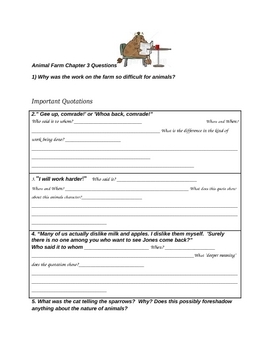 continued worksheet vocabulary 1-3 chapters farm animal Bundle Chapters George Animal 10 Farm 6 Orwell Lesson by