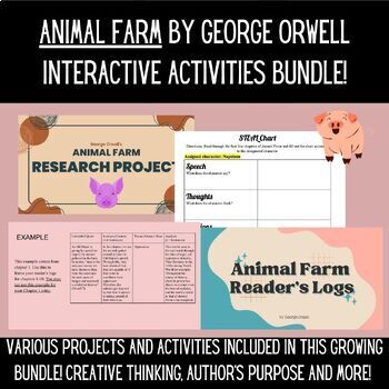 Preview of Animal Farm by George Orwell Interactive Growing Bundle!
