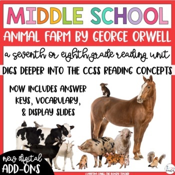 Preview of Animal Farm by George Orwell Novel Study and Reading Unit 7th 8th