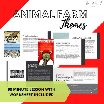 Animal Farm by George Orwell - Themes in Animal farm - lesson with worksheet