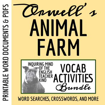 Preview of Animal Farm by George Orwell Vocabulary Development Games and Activities Bundle