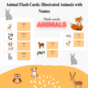 Preview of Animal Flash Cards: Illustrated Animals with Names