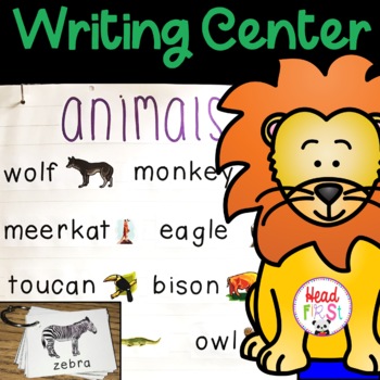 Preview of Zoo Animals Vocabulary Words Picture Cards for Writing Center Write the Room ESL