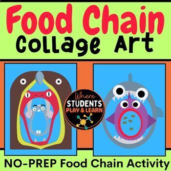 Preview of Animal Food Chain Activity Web Mouth Craft Project V2
