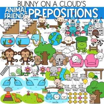 Preview of Animal Friends Prepositions Clipart by Bunny On A Cloud
