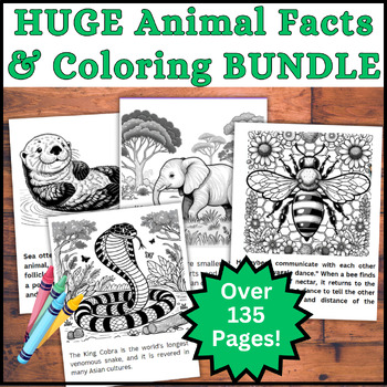 Preview of BIG BUNDLE - Over 135 Pages! Animal Fun Facts and Coloring Pages! Life Science