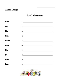 Preview of Animal Groups - Journeys 1st Grade- ABC Order
