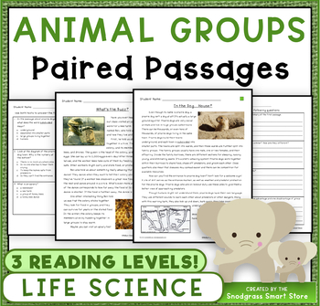 Preview of Animal Groups: Reading Comprehension Paired Passages