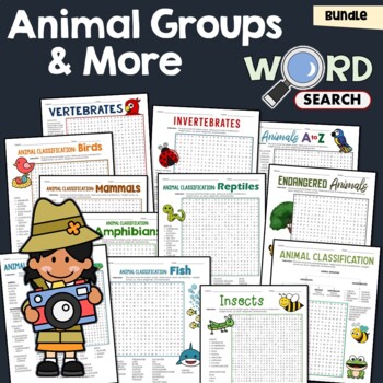 Animal Group Classification Word Search Puzzle Fun Vocabulary Activity ...