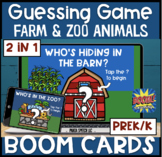 Animal Guessing Game BOOM Cards! Farm & Zoo! Prek/k (2 in 1)
