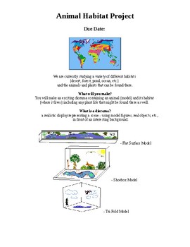 Preview of Animal Habitat Diorama Elementary Science Project - Assesment Rubric Included