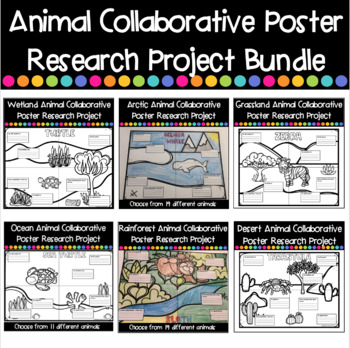 Preview of Animal Research Project Bundle | Collaborative Posters
