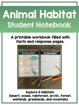 Preview of Animal Habitat Student Science Notebook for Kindergarten, First & Second Grade