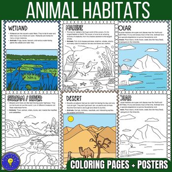 Animal Habitats Activities | Coloring Pages and Posters | TPT