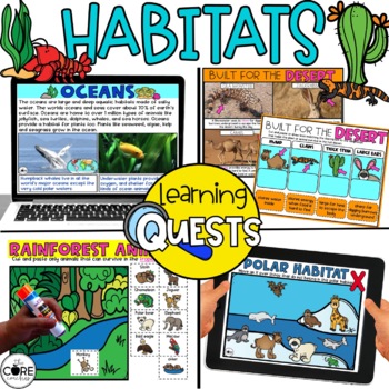 Preview of Animal Habitats Activities- Desert, Rainforest, Polar, Water, Grasslands Bundle