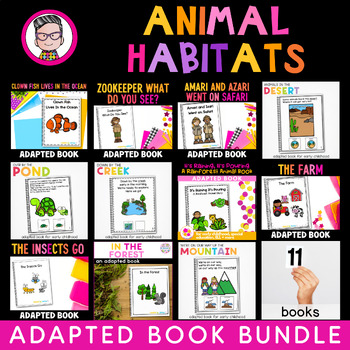 Preview of Animal Habitats for Special Education 11 Adapted Books Circle Time Activities
