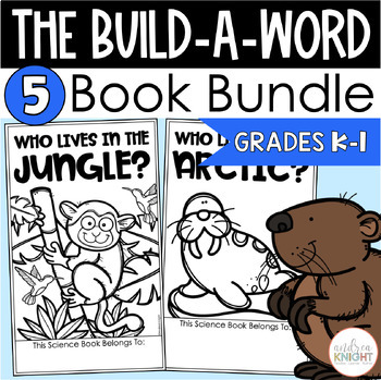 Preview of Animal Habitats Book Bundle - Interactive Build-A-Word Books for K-1 Readers