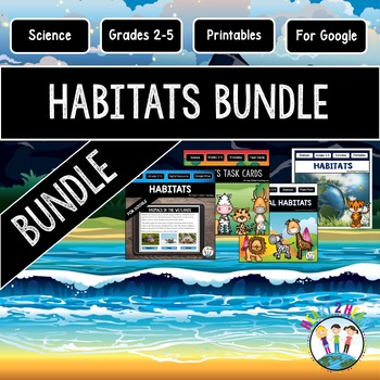 Preview of Animal Habitats Bundle: Worksheets Reading Passages Activities Print & Digital