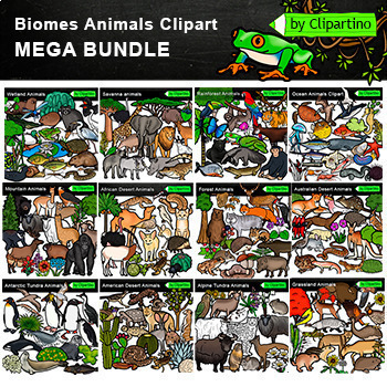 Preview of Animal Habitats Clip Art Bundle /Animal Clipart + Plants/ Biomes backgrounds