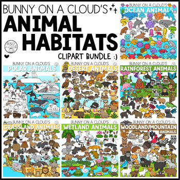 Preview of Animal Habitats Clipart Bundle by Bunny On A Cloud