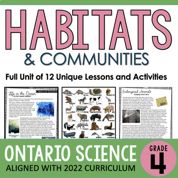 Preview of Grade 4 ONTARIO Science Inquiry Unit Life Systems Animal Habitats & Communities