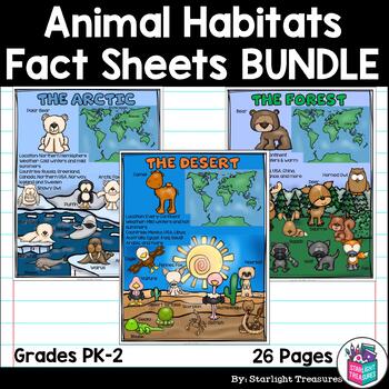 Preview of Animal Habitats Fact Sheets: Arctic, Desert, Forest, Ocean, Tundra, and More!