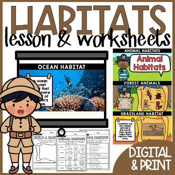 Preview of Animal Habitats Sort First Grade Science Lesson with Animal Adaptations