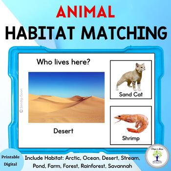 Preview of Animal Habitats Kindergarten | Task Cards and Boom Cards