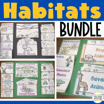 Preview of Animal Habitats Project First Grade Lapbook Bundle Second Grade