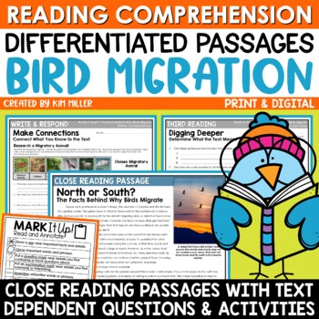 Preview of Animal Habitats Migration Reading Comprehension Passages Questions Close Reading