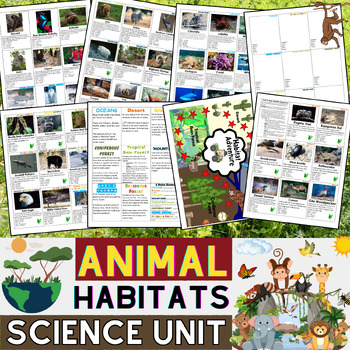 Preview of Animal Habitats Science Unit | Habitat Science Desert, Ocean.. | 1st - 6th Grade