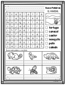 Animal Habitats Word Search in Spanish by La Maestra Pati | TpT