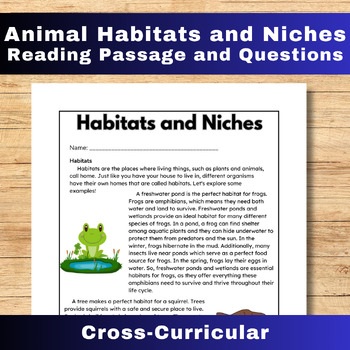 Preview of Animal Habitats and Niches Reading Comprehension Passage and Questions