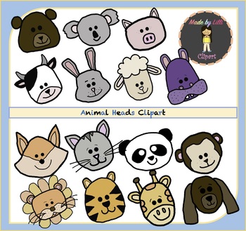 Animal Heads Clipart / Animal Clipart by Made by Lilli Clipart | TpT