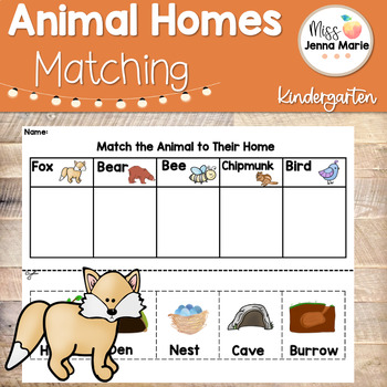 Animal Homes matching ws - ESL worksheet by Joeyb1