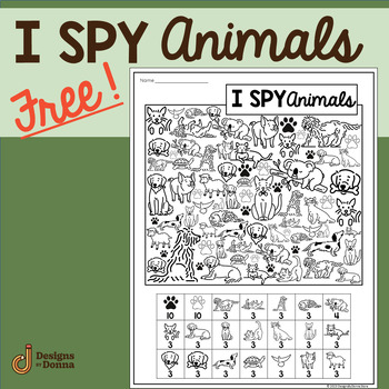 Preview of Animal I SPY Puzzle – Time Filler – Early Finisher – cat dog koala turtle sheep