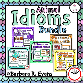 IDIOM TASK CARDS BUNDLE Animal Idioms Idioms Activities Literacy Center  Games