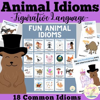 Preview of Animal Idioms Figurative Language Posters ESOL, ELL Visuals