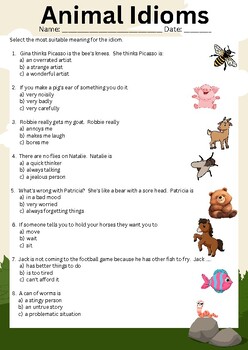 Preview of Animal Idioms Multiple Choice