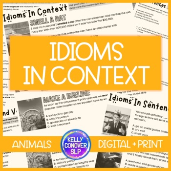 Preview of Animal Idioms in Context for Middle School, Junior High, & High School Students