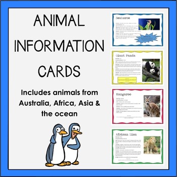 Preview of Animal Information Posters BUNDLE (Australian/African/Asian/Ocean)