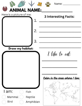 Preview of Animal Information Sheet