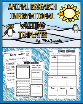 Preview of Animal Research Informational Writing Template Pack
