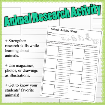 Preview of Animal Internet Research Activity Worksheet
